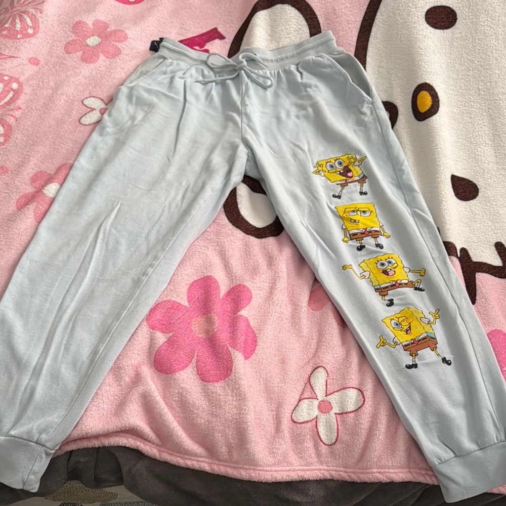 SpongeBob Graphic Joggers in Light Blue